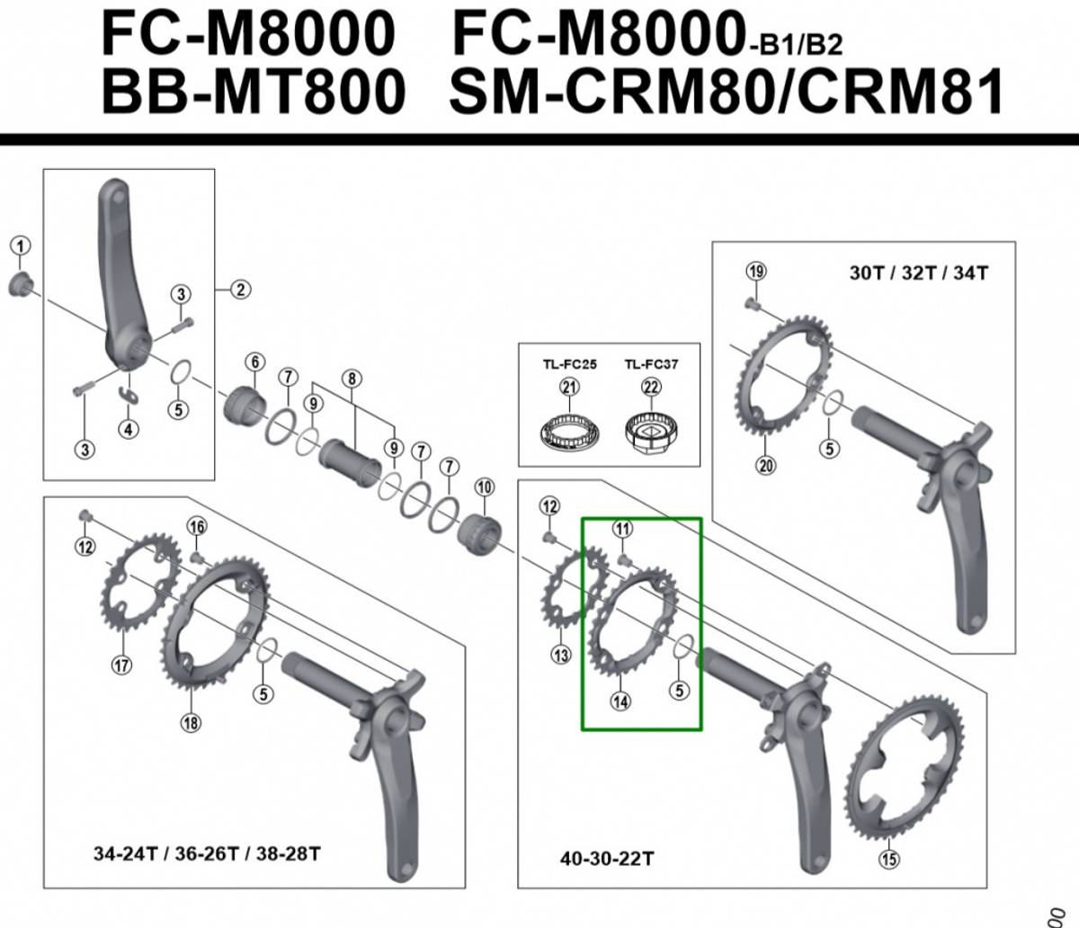 Shimano FC-M8000 30T-BA 96mm Krankdrev